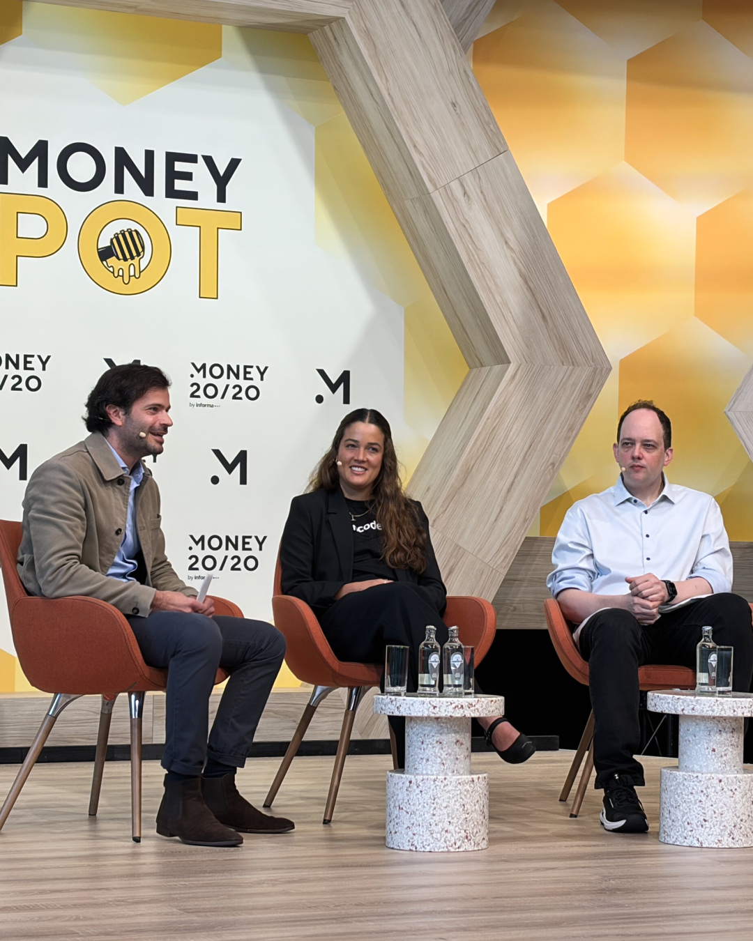 Thomas Rubens, Fernanda Sottil and Ahron Geminder on the Money 20/20 Europe Stage, 2026