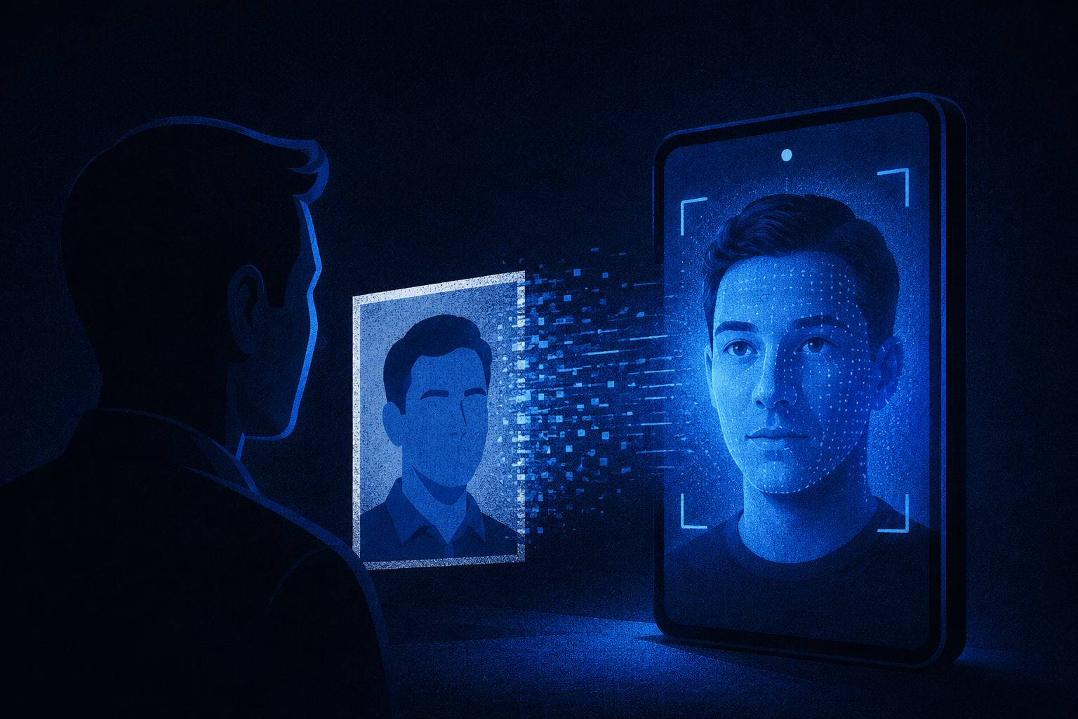 Abstract illustration of a AI enhanced presentation attack