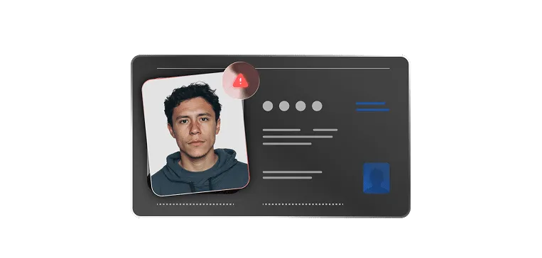 Digital identity card showing a man’s portrait, personal details, and fraud detection score, illustrating Deepsight’s document analysis.