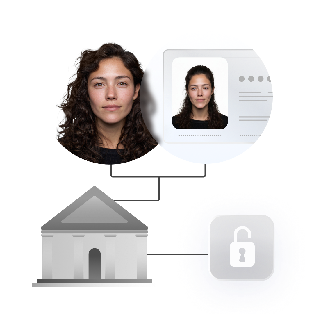 Abstract illustration of an identity verification backed up by government sources