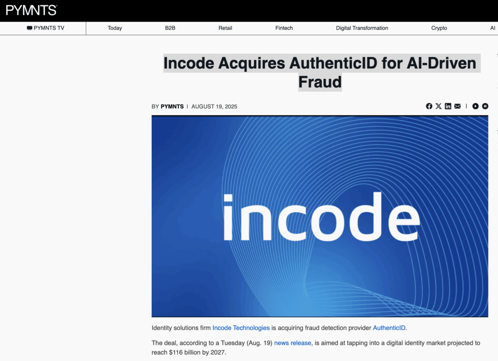 PYMNTS article on Incode.